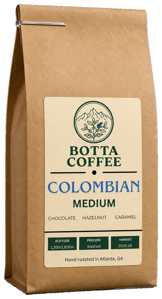 Colombian Medium roast coffee bag, 12 oz, roasted in Atlanta