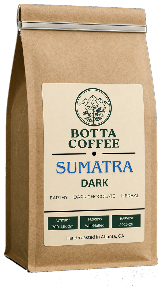 Sumatra Dark roast coffee bag, 12 oz, roasted in Atlanta